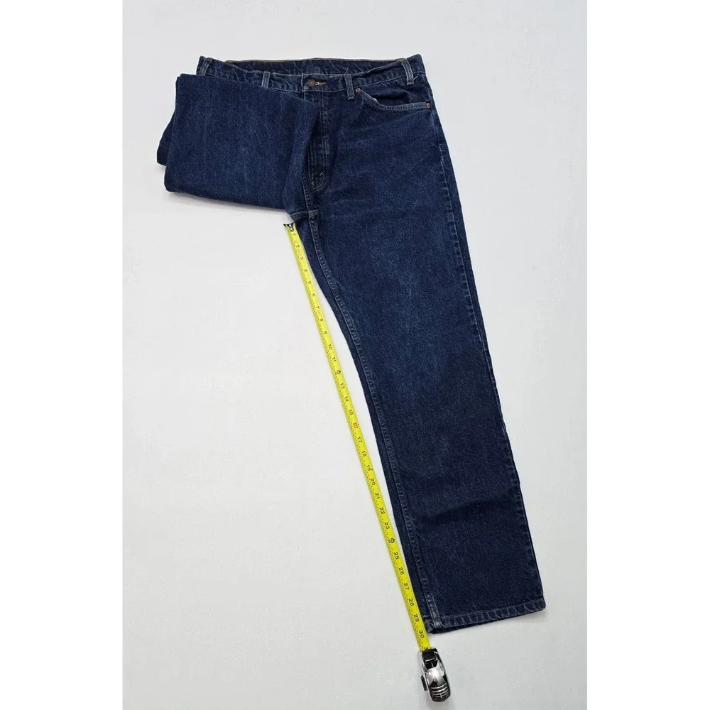 Levis 505 Mens Orange‎ Tab Regular Fit Straight Leg Dark Wash Jeans W38 L30